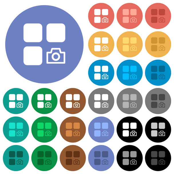 Součástí snímku kulaté ploché multi barevné ikony - Vektor, obrázek