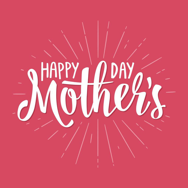 Happy Mothers Day lettering. Vector vintage illustration. Isolated pink background - Vecteur, image