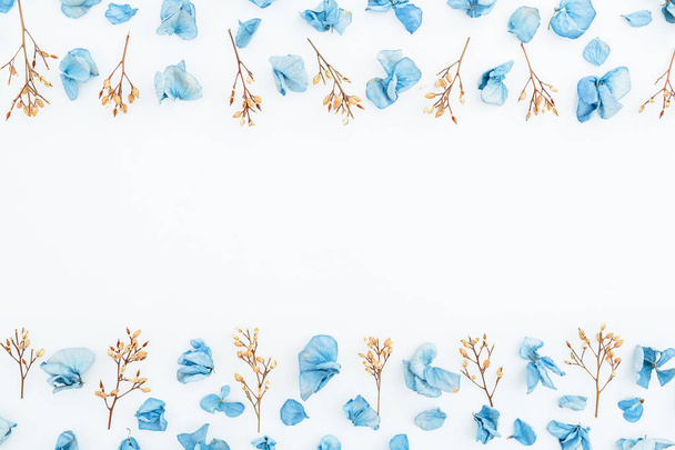 pétalas e galhos de flores secas azuis
 - Foto, Imagem