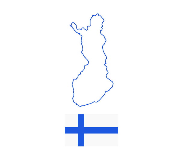 白い背景上のフラグとフィンランドの地図 - ベクター画像