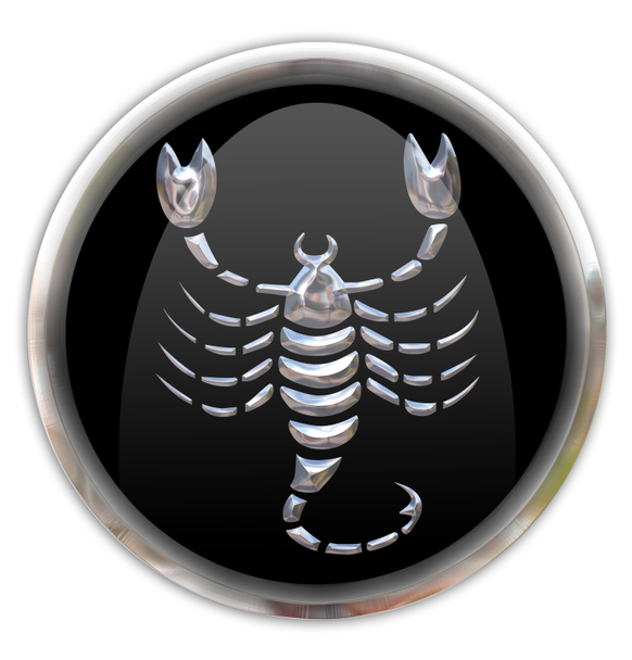 Botón con el signo zodiacal Escorpio - Foto, imagen