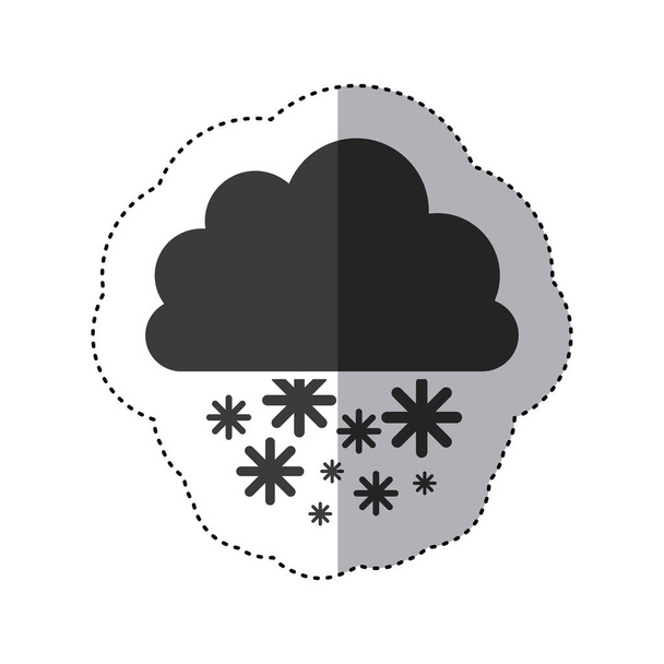 sylwetka szary naklejki z cumulus chmur i opady śniegu - Wektor, obraz