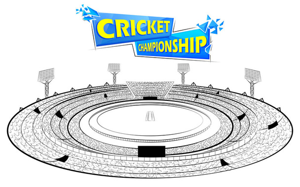 Estadio de Cricket con lanzamiento para el partido de campeonato
 - Vector, Imagen