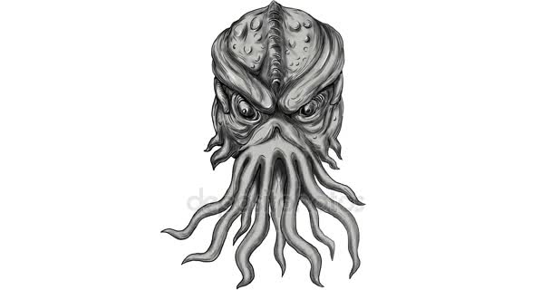 地下の海の怪物の頭 2 d アニメーション - 映像、動画