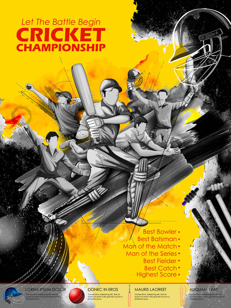 Batsman és Dobó Krikett-világbajnokság sportolás - Vektor, kép