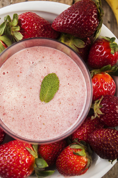 strawberry smoothies close up - Photo, Image