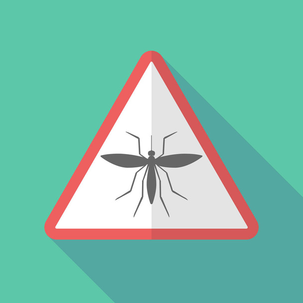 Señal de advertencia de sombra larga con un mosquito
 - Vector, Imagen