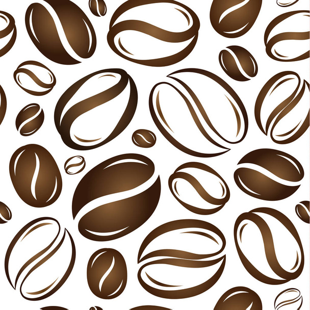 Kaffeebohnen nahtlose Muster-Vektor-Illustration auf weißem Hintergrund - Vektor, Bild