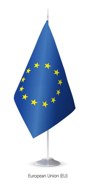 Vlajka Evropské unie. Flagstaff evropských na bílém pozadí. - Vektor, obrázek