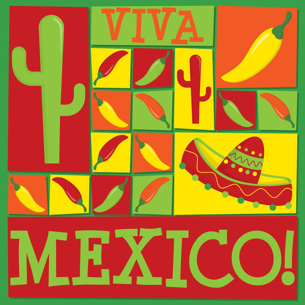 Funky Viva Mexico card in vector format. - Vector, imagen