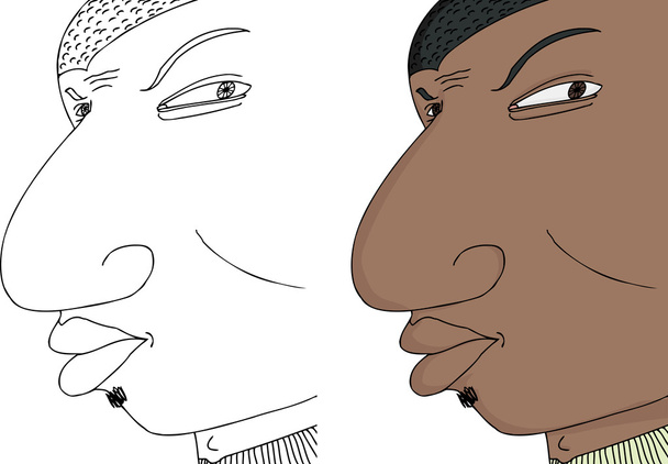 黒人男性の顔をしかめ - ベクター画像