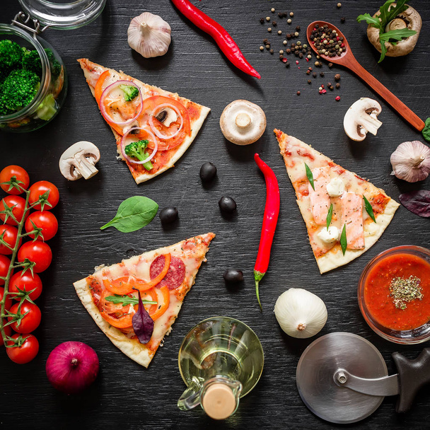 Pizza italiana con verduras
 - Foto, imagen