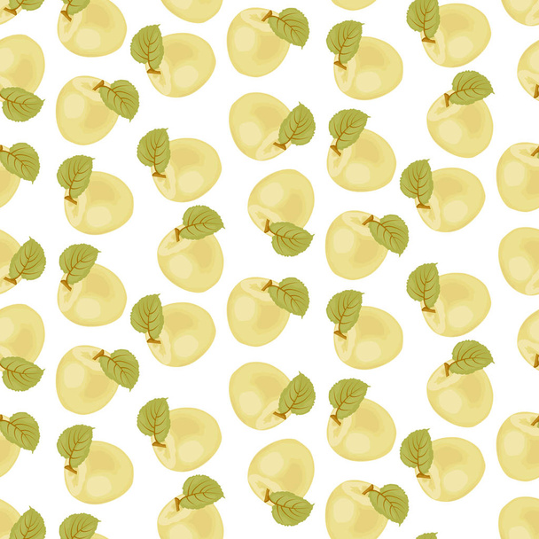 A ripe Apple. Seamless fabric. green leaf. Yellow liquid Apple. Stock vector. - Vektör, Görsel