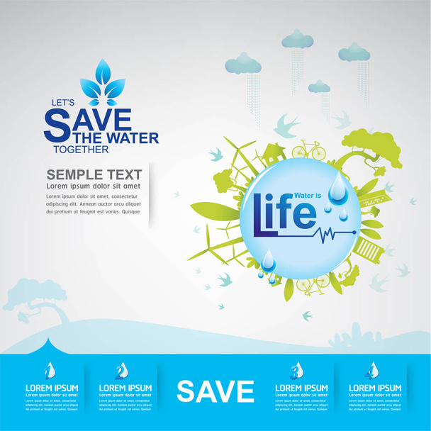 Ahorrar concepto de agua
 - Vector, imagen