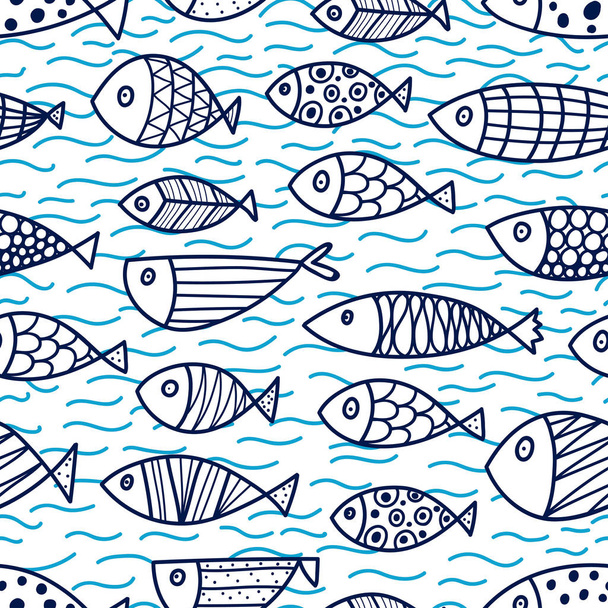 Fish seamless pattern  - Vector, imagen