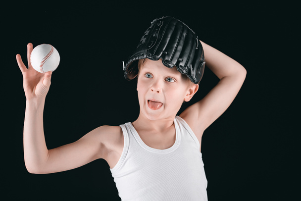 boy with baseball equipment - Φωτογραφία, εικόνα