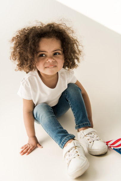 Bambina con bandiera americana
 - Foto, immagini