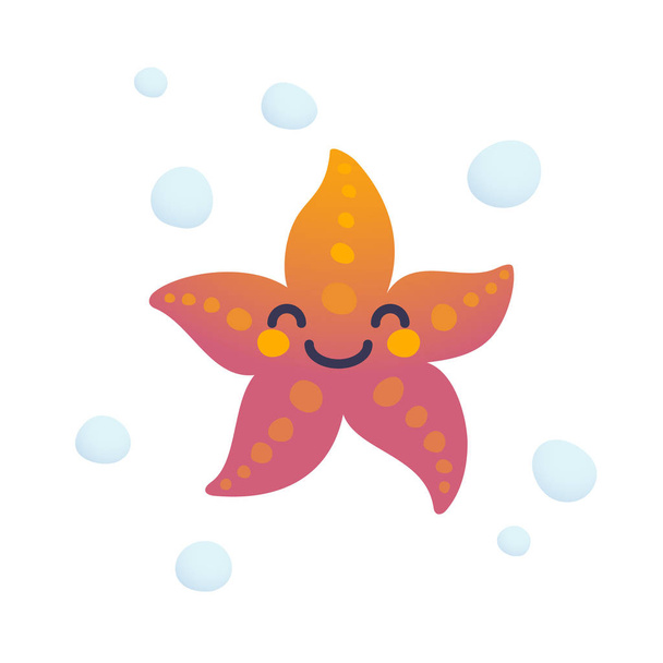 Adorable starfish character - Vector, Imagen