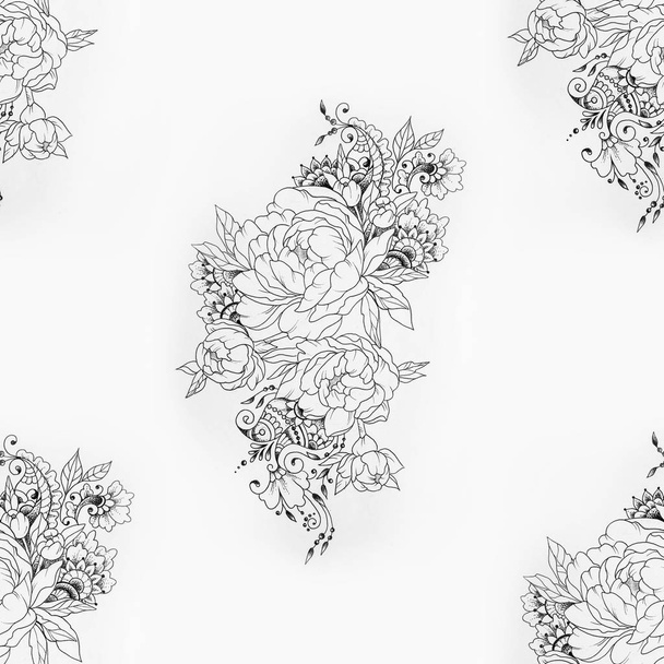 Seamless pattern of beautiful peonies on a white background. - Zdjęcie, obraz