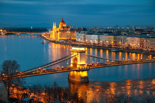 Overview of Budapest at sunset - Photo, Image