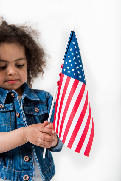baby girl with american flag - Fotoğraf, Görsel