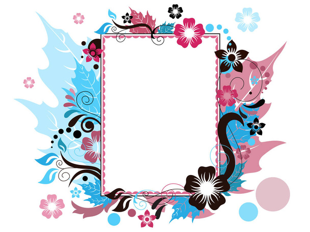 Blank frame with flowers decoration. - Вектор, зображення