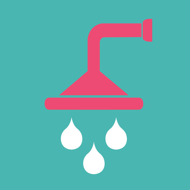 Shower icon on green background. Vector illustrator. Flat design - Вектор, зображення