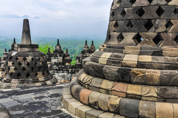 Buddhist stupas in Borobudur Temple, Indonesia - Photo, Image