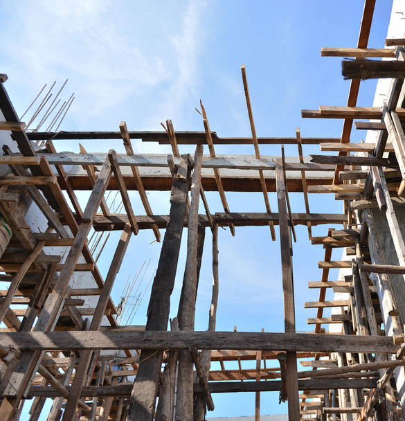 Construction structure of building with blue sky, background - Photo, Image
