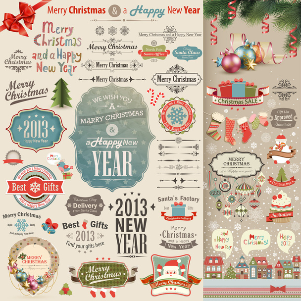 クリスマス ビンテージ スクラップ ブックの設定 - ベクター画像