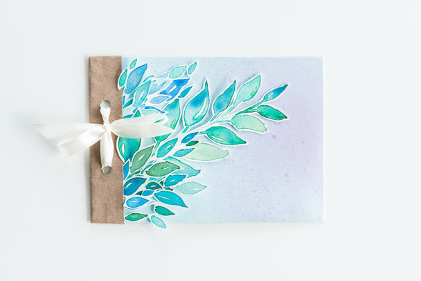 watercolor invitation with leaves  - Foto, Imagem
