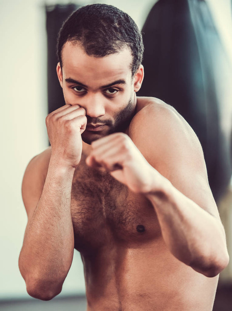 Afro American boxer - Fotoğraf, Görsel