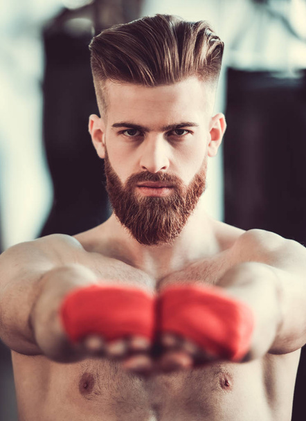 Handsome bearded boxer - Photo, image