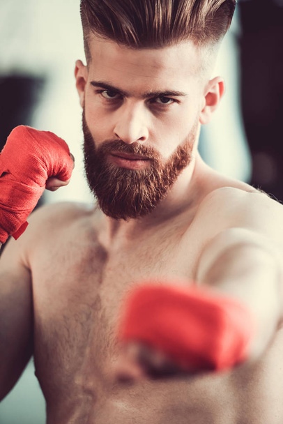 Handsome bearded boxer - 写真・画像