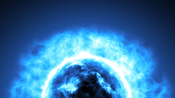 Futuristico sole blu astratto nello spazio con razzi. Grande sfondo futuristico
 - Foto, immagini