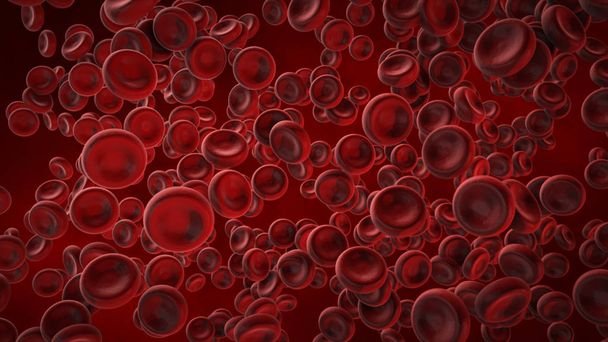Vista al microscopio, globuli rossi nel sangue in un corpo vivente, illustrazione 3d
. - Foto, immagini