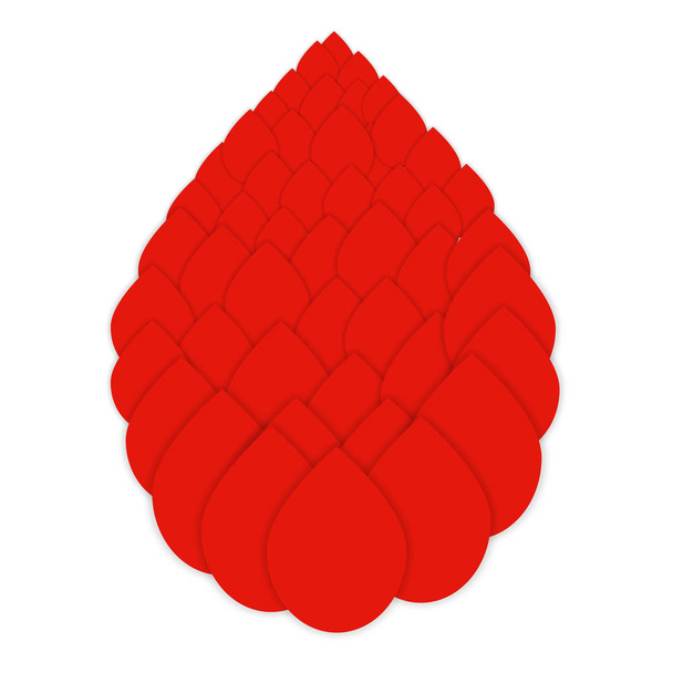 世界献血者デー、2017 年 6 月 14 日のベクトル概念。ソフト シャドウと赤い滴の多くによって形成される大血ドロップします。大きな滴血ベクトル アイコン  - ベクター画像