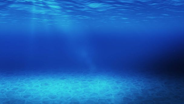 コピー スペースと静かな青い水中シーン - 写真・画像