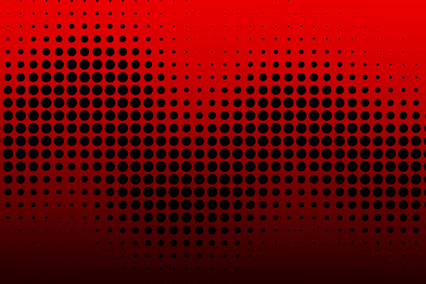 halftone dots. Red dots on black background. with copy space - Photo, Image
