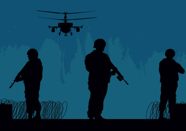 Soldiers on the performance of the combat mission. - Vector, Image