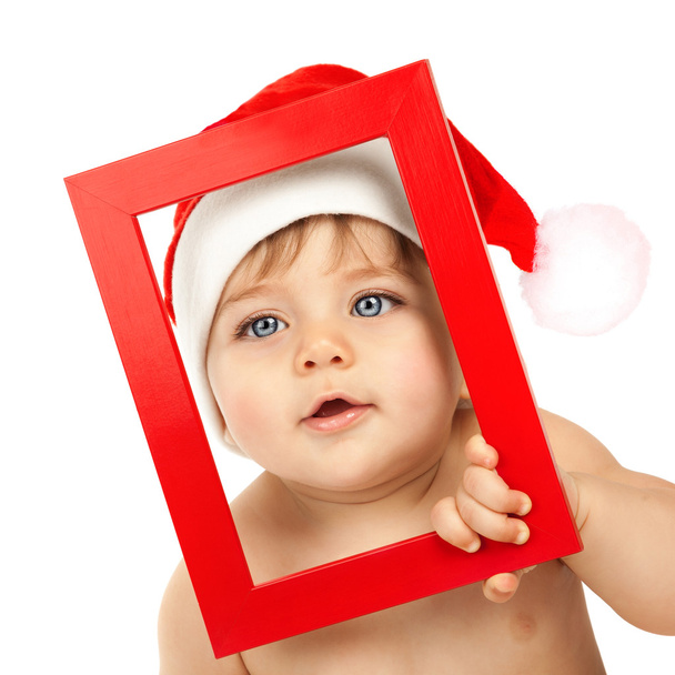 Baby boy wearing Santa Claus hat - Photo, Image