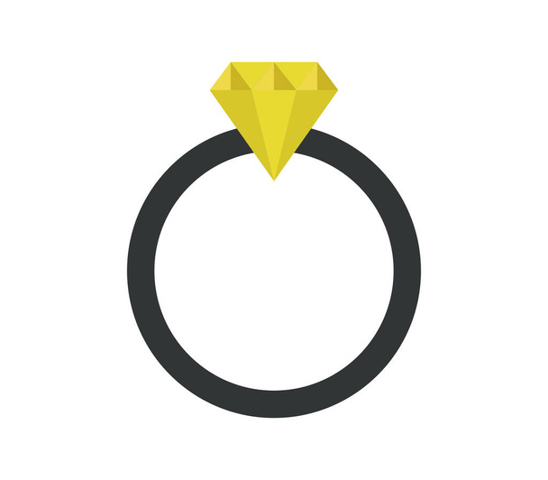 Icono de anillo de diamante sobre fondo blanco
 - Vector, Imagen