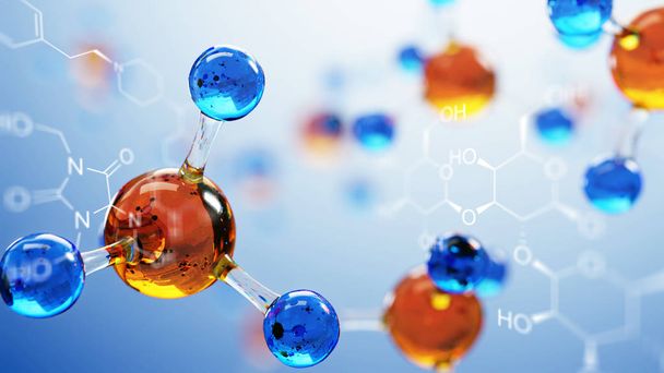 3d illustration of molecule model. Science background with molecules and atoms - Photo, Image