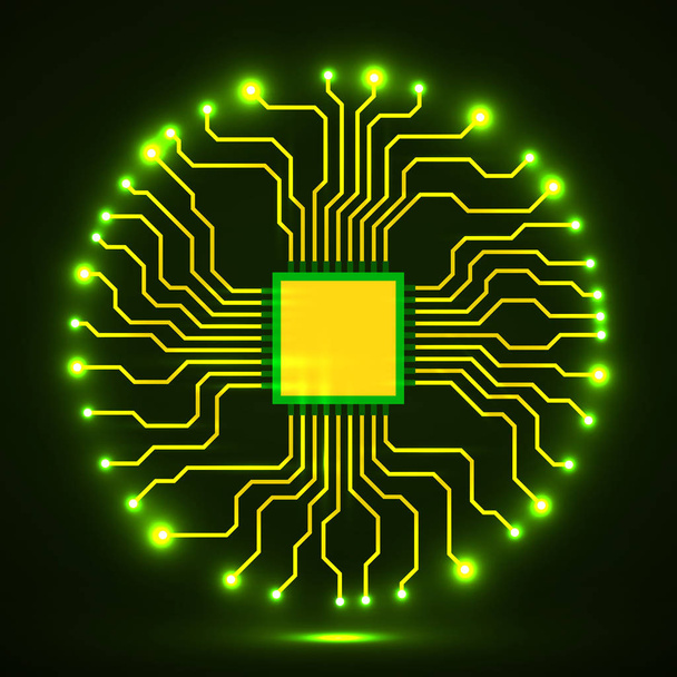 Cpu。マイクロプロセッサ。マイクロ チップ。抽象的な回路基板。ベクトル - ベクター画像
