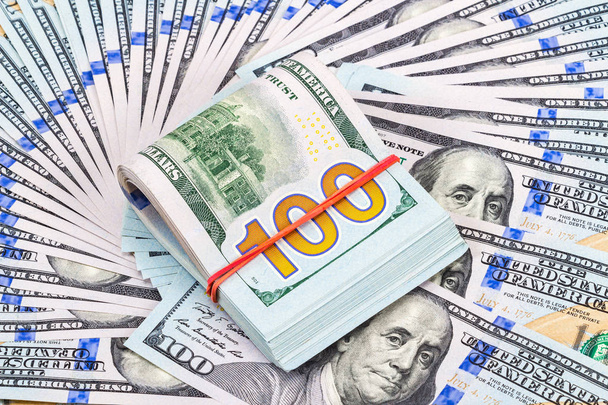 Egy amerikai dollár számlák halom közelről - Fotó, kép