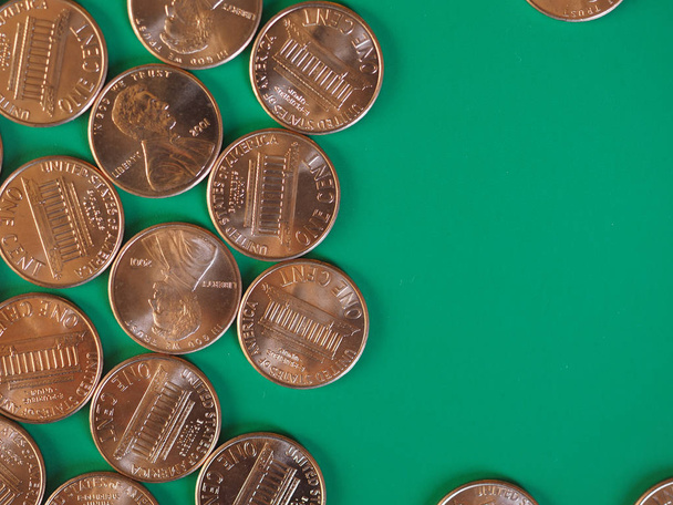 Monete da 1 centesimo di dollaro, Stati Uniti con spazio su copia
 - Foto, immagini