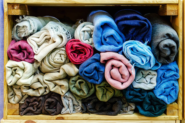 pashmina foulards rolled up - Photo, Image