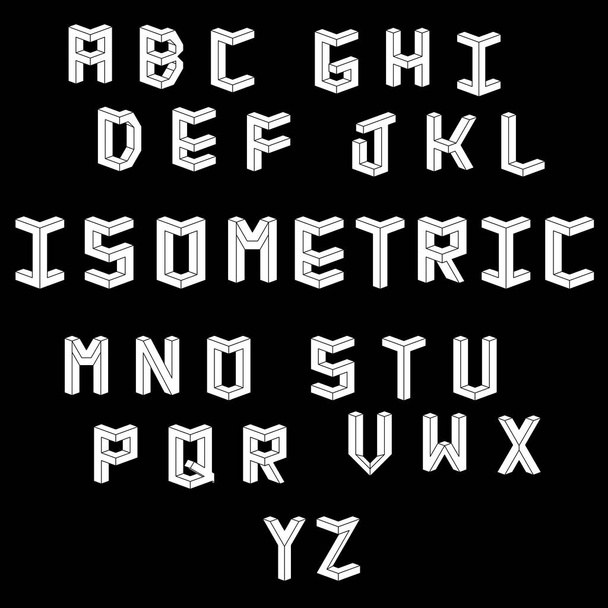 Vektorisometrisches kubisches Alphabet. - Vektor, Bild