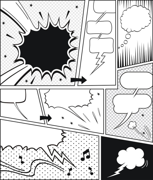 Komische tekstballonnen en stripverhaal achtergrond  - Vector, afbeelding