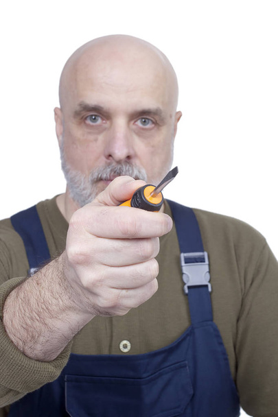 Bearded man with a screwdriver - Foto, Bild